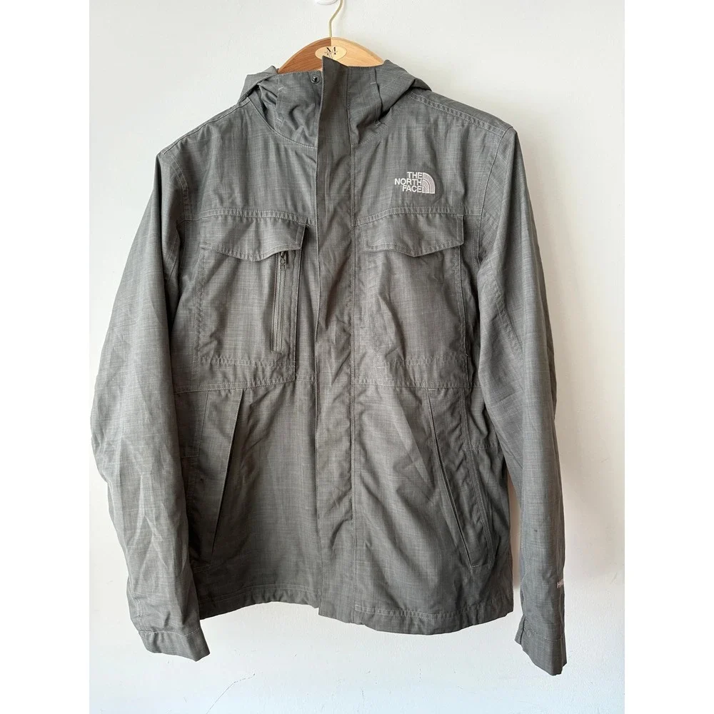 The North Face Mens Grey Hooded Utility Jacket Full Zip Coat Medium M